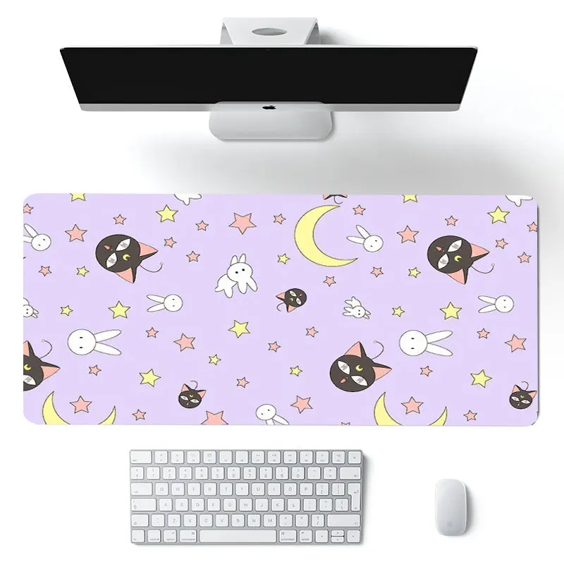 

Большой коврик для мыши в стиле аниме kawaii, большой резиновый игровой коврик, скоростной коврик для мыши в стиле Kawaii XL, клавиатура с блокировк...