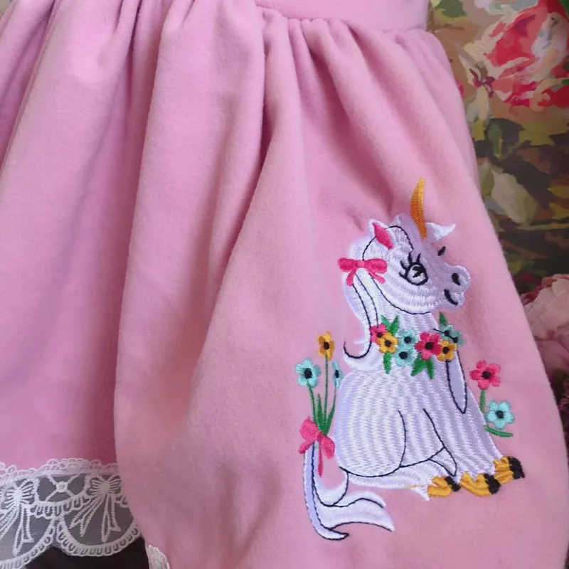 От 0 до 7 лет осенне-зимнее милое платье с рисунком для маленьких девочек розовые