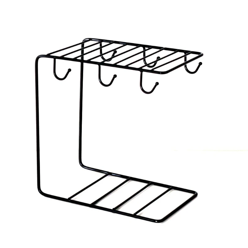 Металлическая кружка дерево держатель подставка для счетчик 6 крючков дисплей