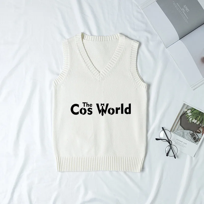 Beige XS-XXL Весна Осень Мужские Женские однотонные вязанные жилеты без рукавов пуловеры с v-образным вырезом свитера пальто для JK школьная форма - Цвет: Beige