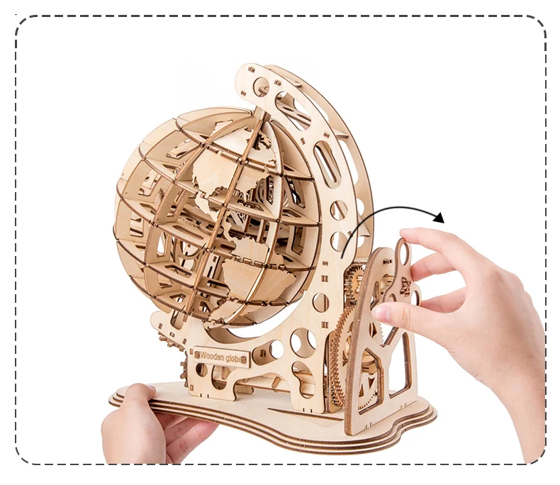 Деревянный глобус головоломка 3D DIY механический привод модель Трансмиссия вращающиеся головоломки для сборки украшения дома и офиса игрушки для взрослых