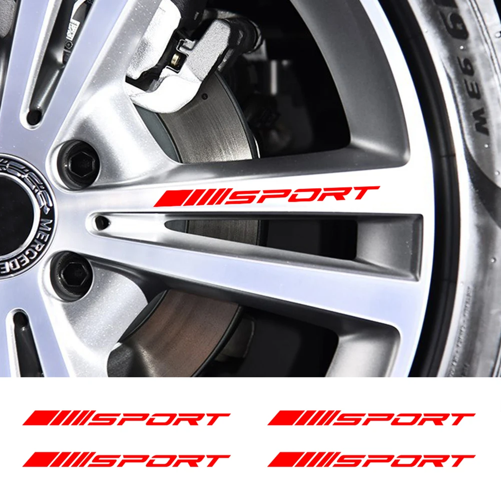 

4Pcs Car Stickers SPORT Typeface Car Body Decal Sticker Car Door Rims Wheel Hub Racing Sticker Decal Exterior Accessories