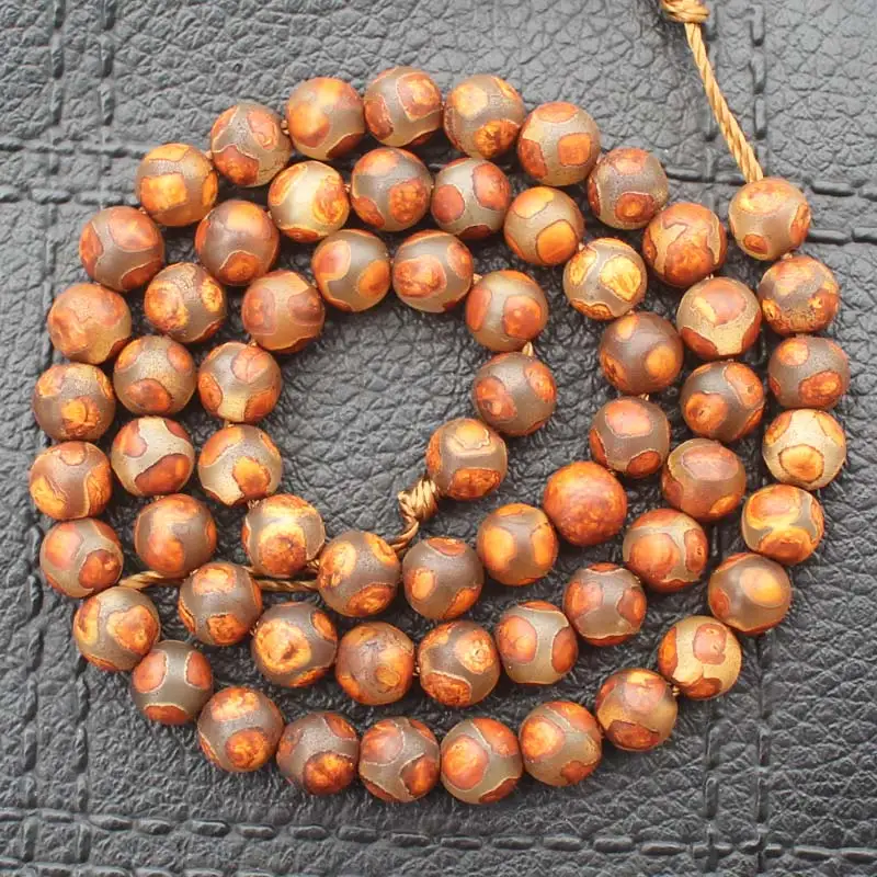 Круглые бусины из агата дзи с античным узором коричневые для футбола означают