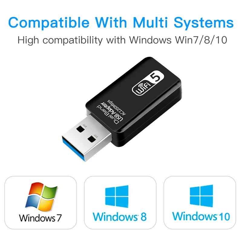 Беспроводной карты двухдиапазонный usb-адаптер Wi-Fi 1200 Мбит/с Wlan Lan 2 4G/5G для WIN7/8/10