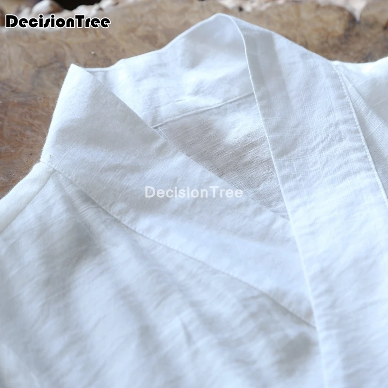 

2021 chinese dress cheongsam qipao tang costume pure white zen meditation tea dress clothes women cotton linen clothing robe