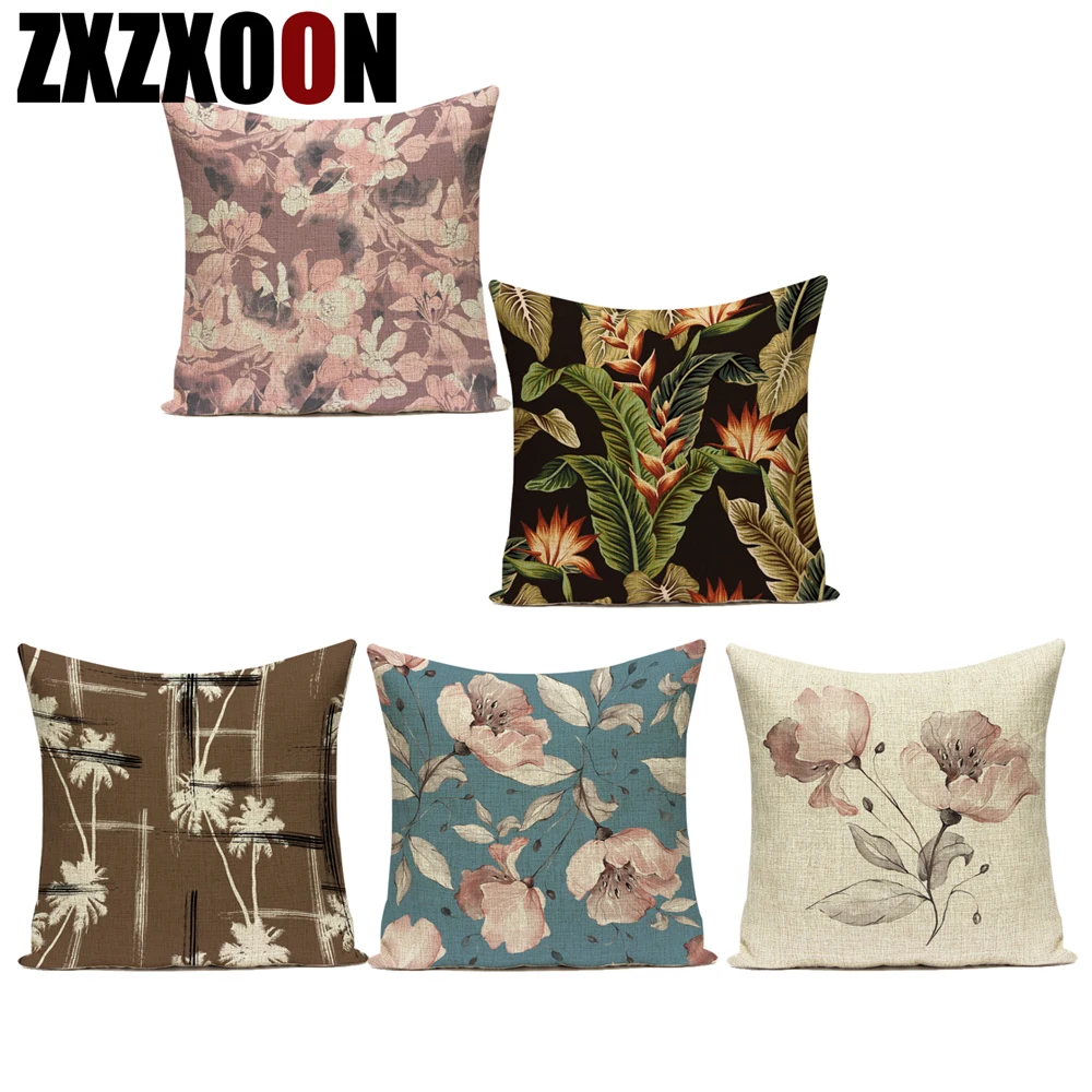 Декоративный чехол для диванных подушек наволочка из полиэстера с тропическими