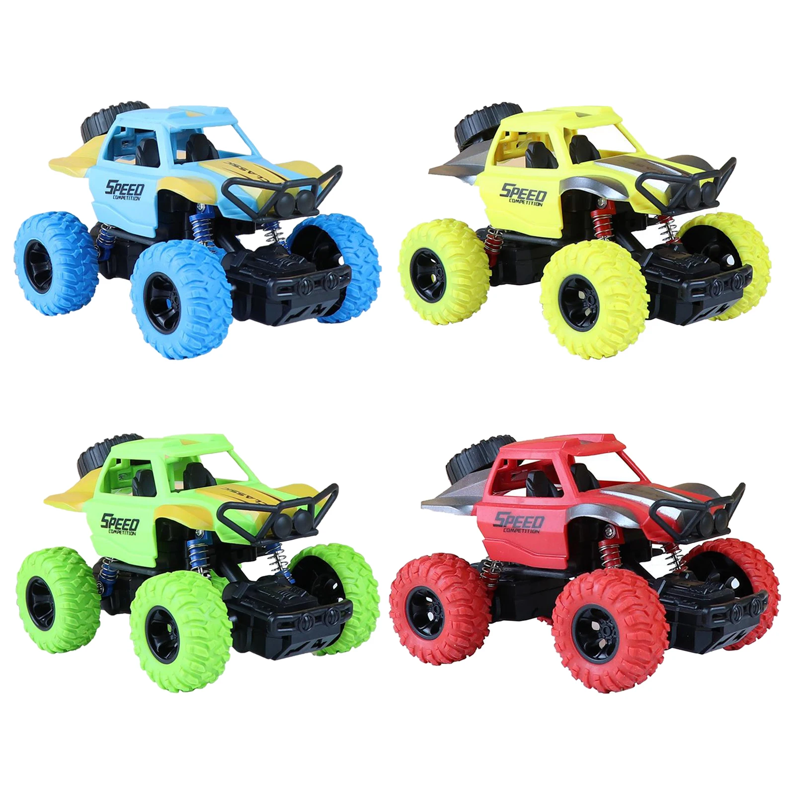 

Инерционная игрушечная машинка с 4-колесным приводом, модель автомобиля с фрикционным приводом и противоударными пружинами