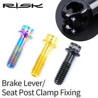risk 2pcs m518mm titanium ti bolts mtb bicycle seat post clamp fixed screws 2 type for mountain bike brake lever fixing m5x18mm