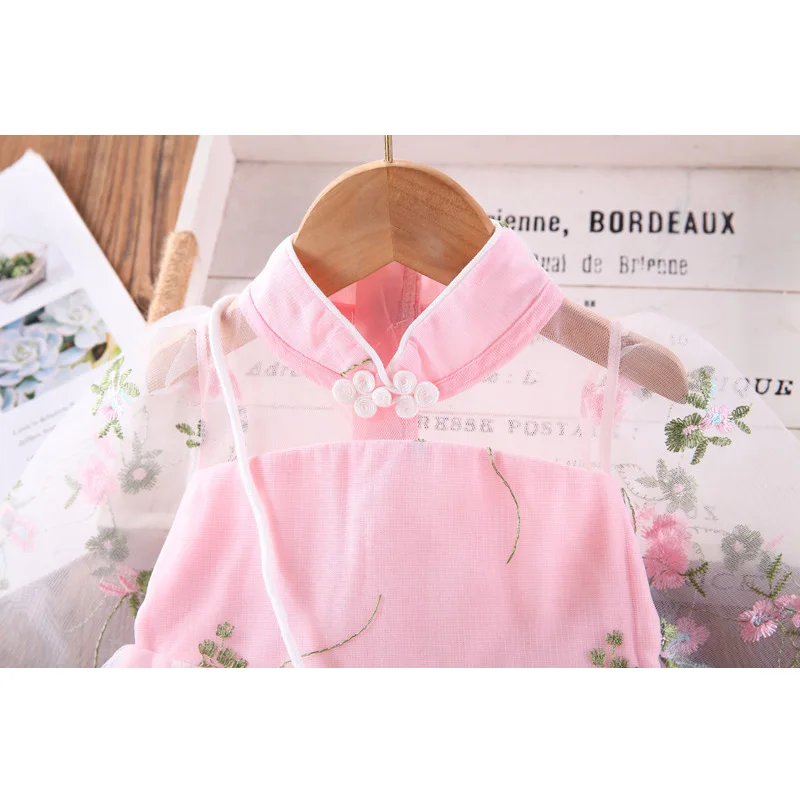 Платье для девочек весна-осень 2021 кружевные шифоновые Детские платья в китайском