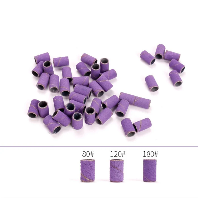 

50/100PCS Green Purple Sanding Bands Without Mandrel Electric Nail Drill Bit Accessories
