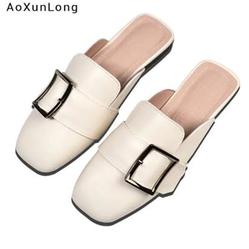 Женские кожаные тапочки в радужную полоску Белые Повседневные Нескользящие