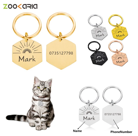 

Personalized Pet Tags For Dogs Engraved Dog Id Tag For Cats Custom Personalise Puppy Kitten Identification Badge Collar Pendant