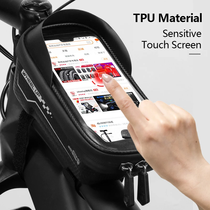

Сумка для велосипеда, 6,5 дюйма, мобильный телефон, для сенсорного экрана, сумка для передней балки MTB, верхняя трубка, водонепроницаемая седе...