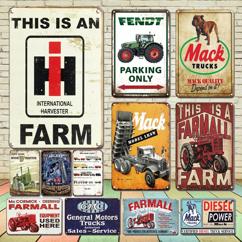 

Farm Tractor Art Poster Tin Sign Vintage Farmhouse Decor Metal Plate Signs Retro Man Cave Living Room Decoration Plaques