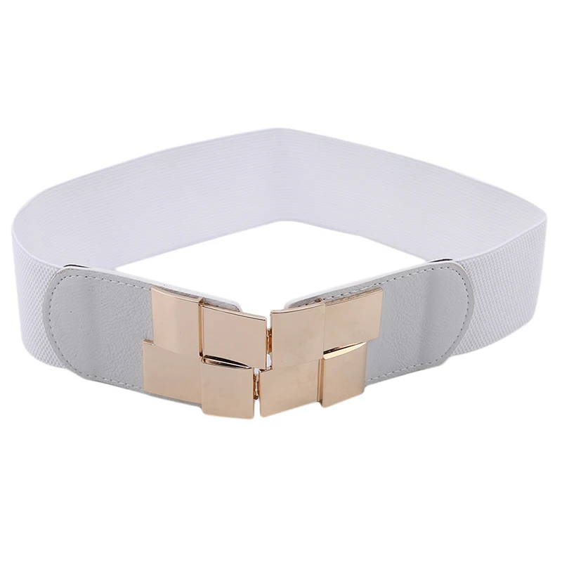 

HIgh Quality Female Wide Belt Waistband Multicolor Square Buckle Dress Decorative Belt Women's Slim Elastic Belt Bigsweety