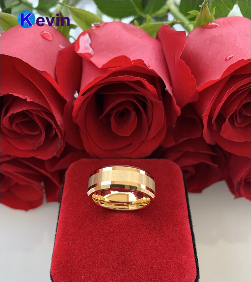 Мужское женское мужское обручальное кольцо из карбида вольфрама скошенные края