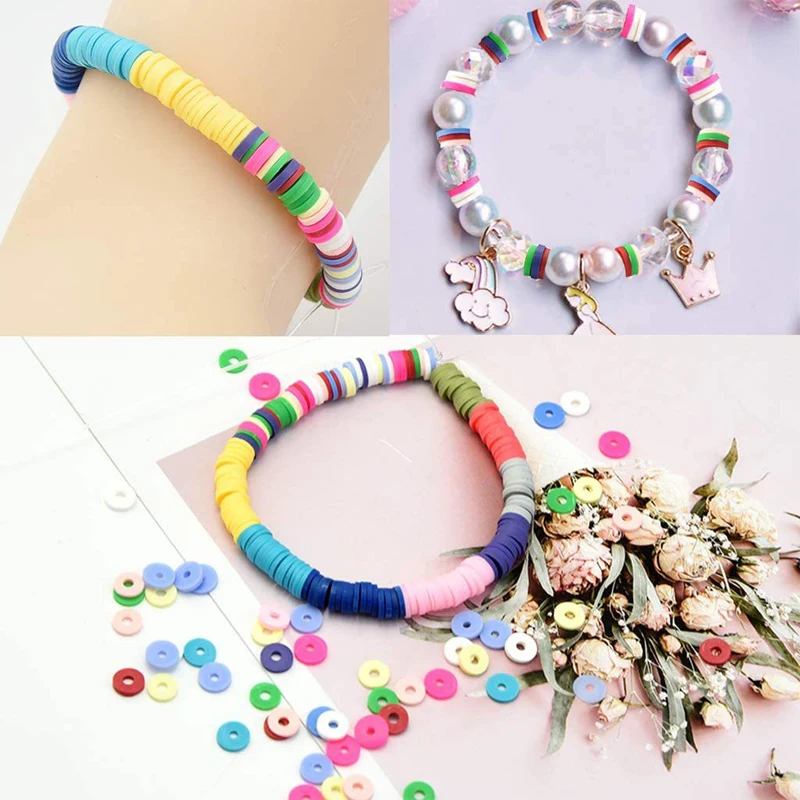 

Flat Round Polymer Spacer Beads Boxes For DIY Bohemian Bracelets Jewelry Making Accessories Clay Discs Loose Bead Set With Tools