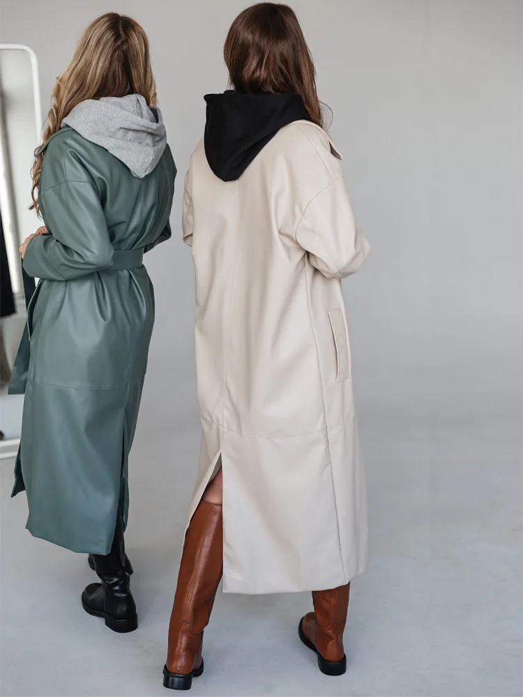 Куртка женская из искусственной кожи длинная 2021 пальто для женщин | Женская