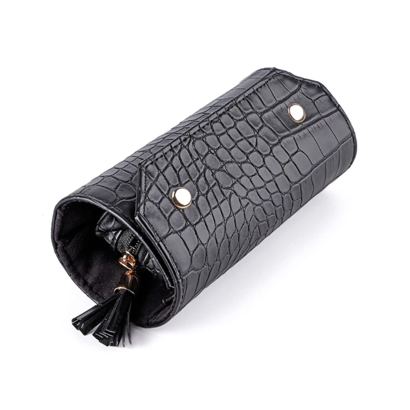 

X7AF Portable Travel Jewelry Organizer Box Roll PU Leather Jewellery Storage Pouch