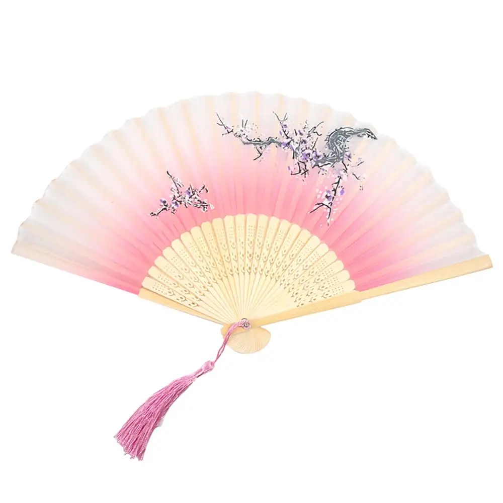 Летние винтажные бамбуковые складные веер с цветами ручной работы вечерние