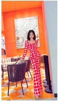 new spring and autumn office lady fashion casual brand female women girls ladies plaid coat sling pants suits sets clothing