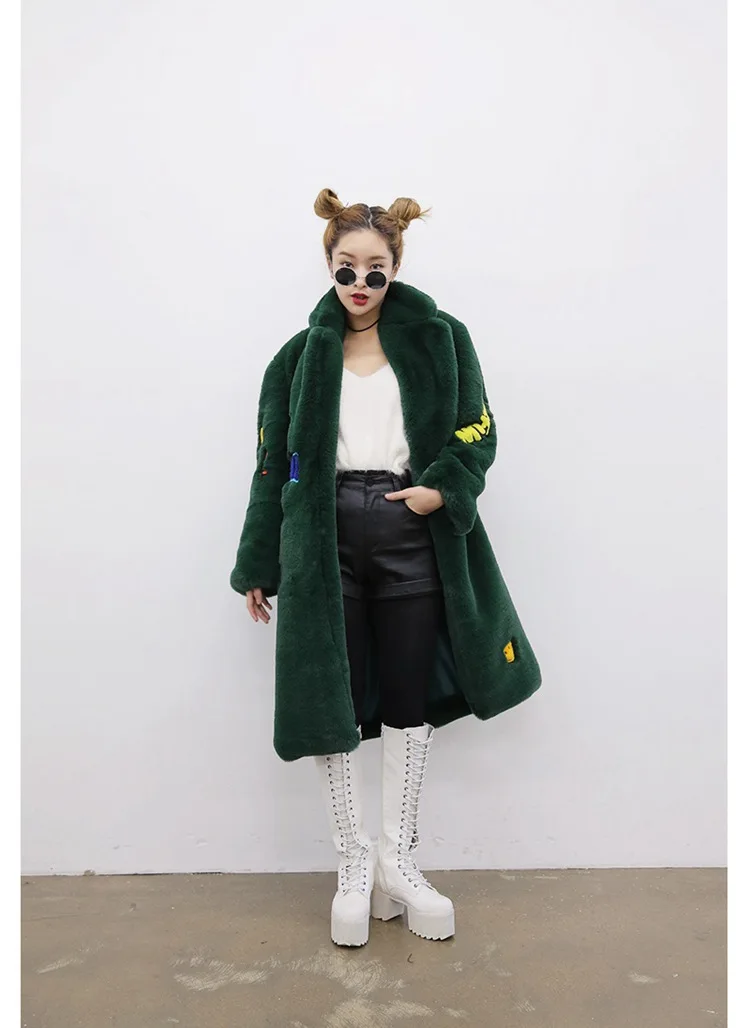 Женская куртка из кроличьего меха свободная теплая плюшевая искусственного