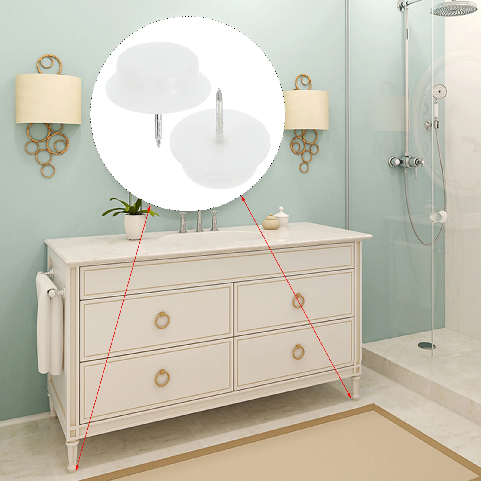 

50pcs Nylon Floor Pad Protector White Drawer Feet Tacks Furniture Glide Protector