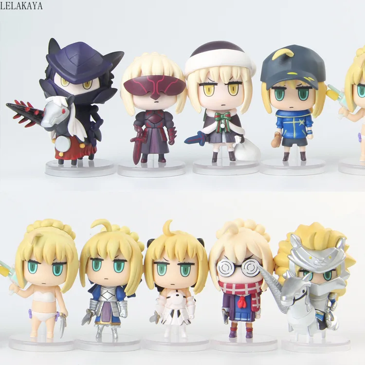 

8cm Anime Action Figure Fate Grand Order 048 Lancer Saber Q Version Model PVC Car Decoration Kids Lovely Dropshipping Doll New