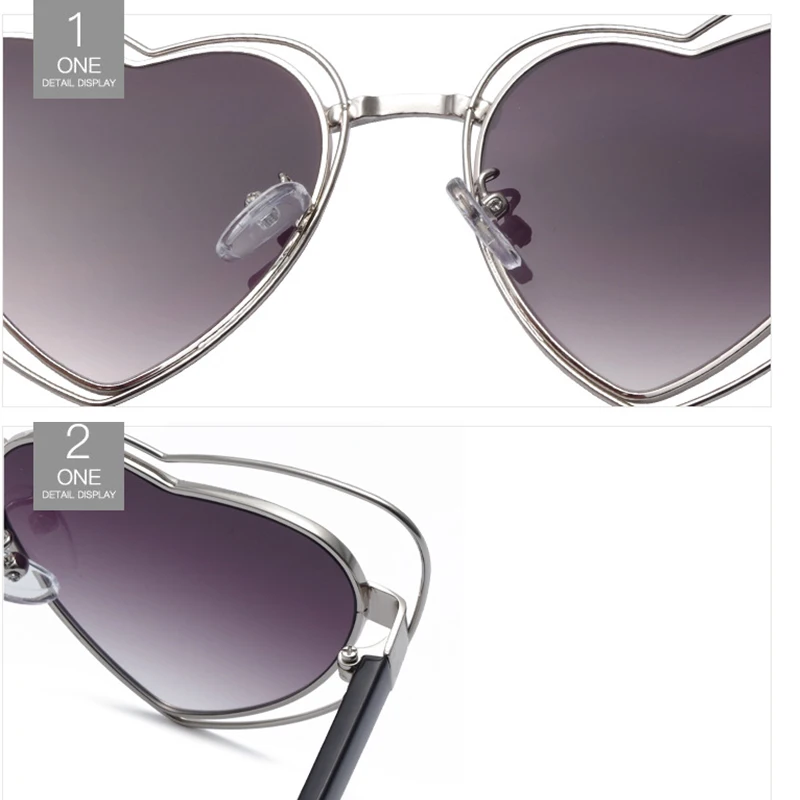 

vintage classic heart shades for women fashion Cat eye Metal frame Luxury brand mirror sunglasses female eyewear oculos