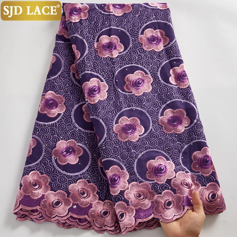 Кружевная вышитая ткань SJD африканская сухая кружевная красивая швейцарская