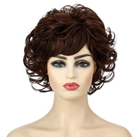 wigs for women short curly hair with bangs natural black and brown wigs synthetic daily use cosplay heat resistant fiber wigs