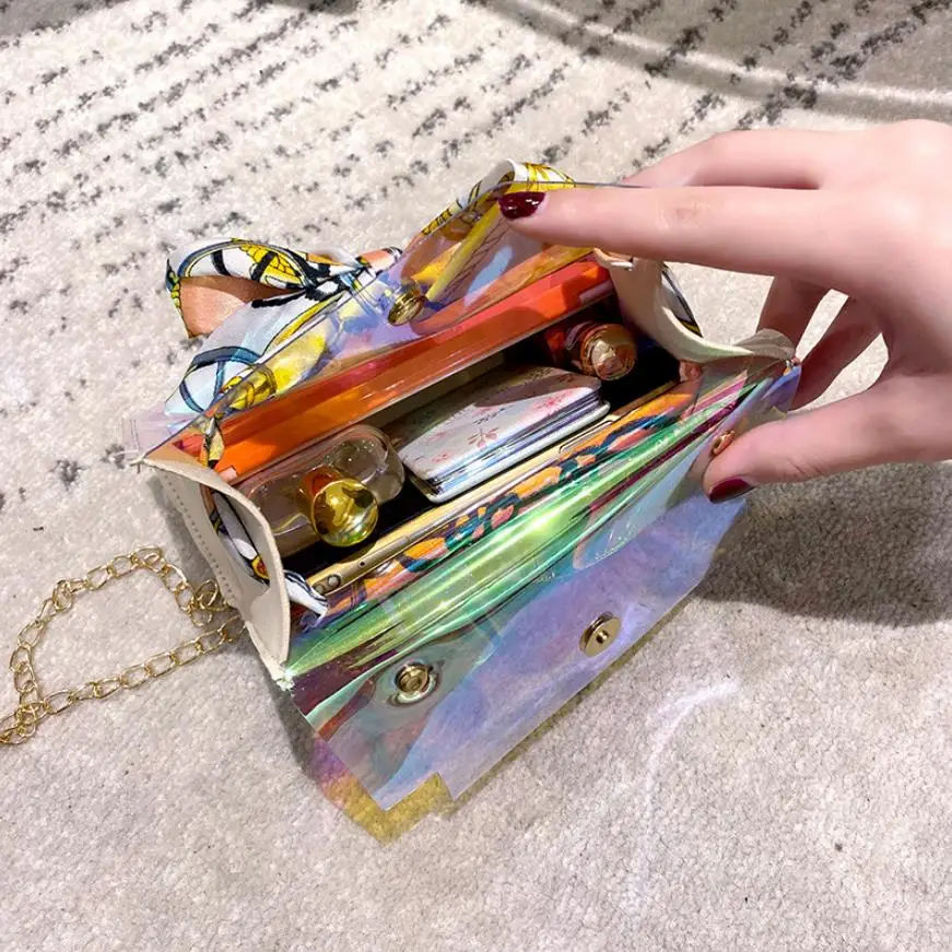 

Newest Fashion Bow Laser Bags Suit More Clothing Women 2020 luxury designer Shoulder Bags Clear Transparent Purses and Handbags