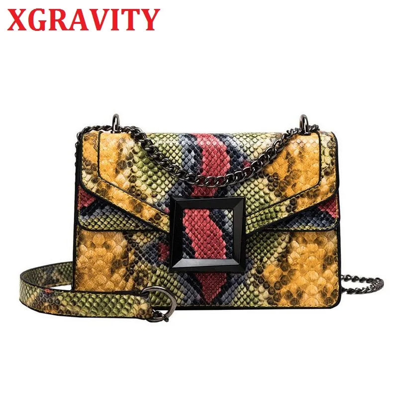 XGRAVITY змеиной кожи в Корейском стиле На молнии Женские дизайнерские застежках
