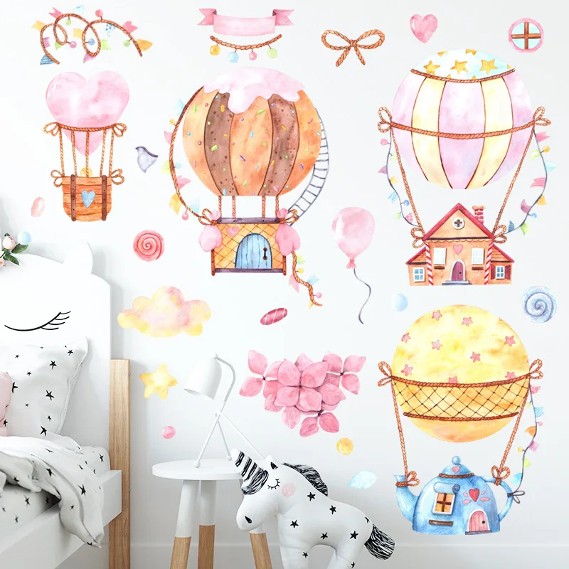 

Cartoon Love Heart Hot air balloon Wall Stickers for Kids room Nursery Baby room Eco-friendly Vinyl Wall Decals Art Wall Murals