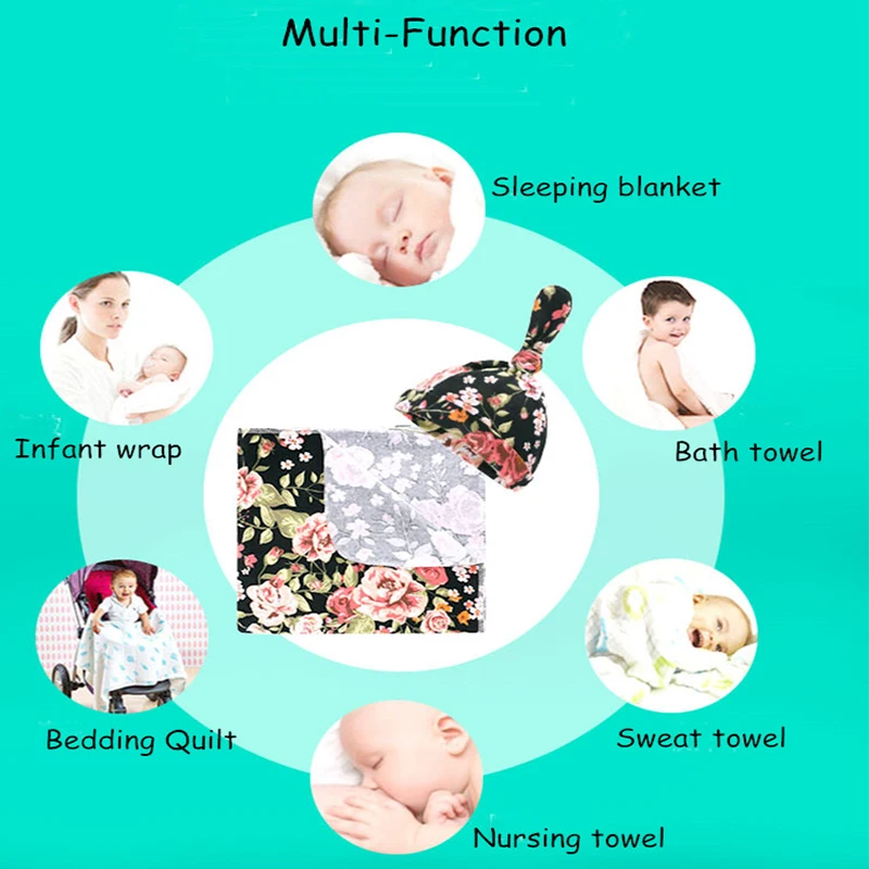 

4pcs/set Mother Pajamas+Baby Swaddle+Hat+Headband Nursing Nightgown Sleepwear Dress Bathrobe Receiving Blankets Family Matching