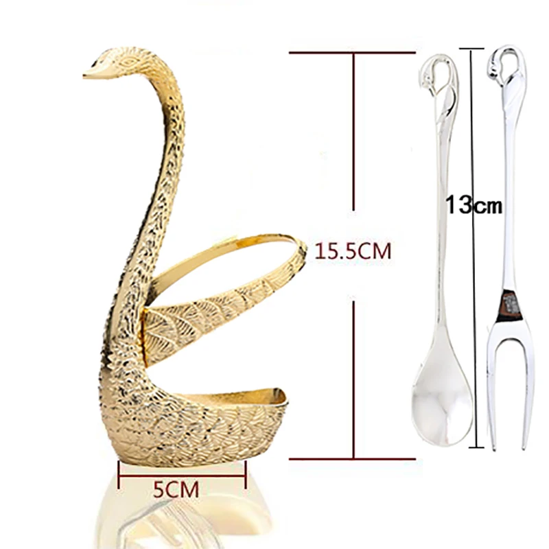 Swan Fruit Base Holder Forks Set Stainless Steel Salad Dessert Coffee Spoon Cake Tableware Zero Waste Flatware | Дом и сад