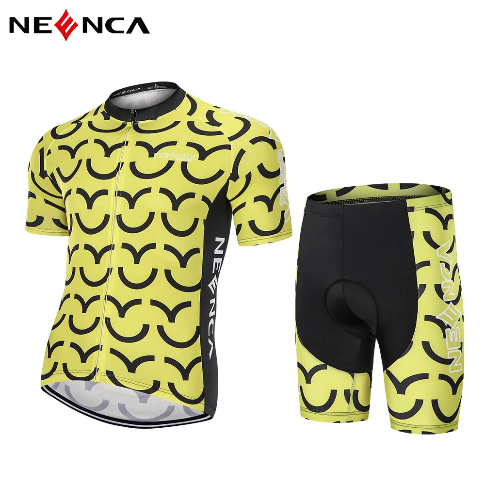 

NEECA мужские трикотажный комплект для велоспорта с короткими рукавами Велоспорт шорты дышащий Быстросохнущий езда на велосипеде костюм Оде...