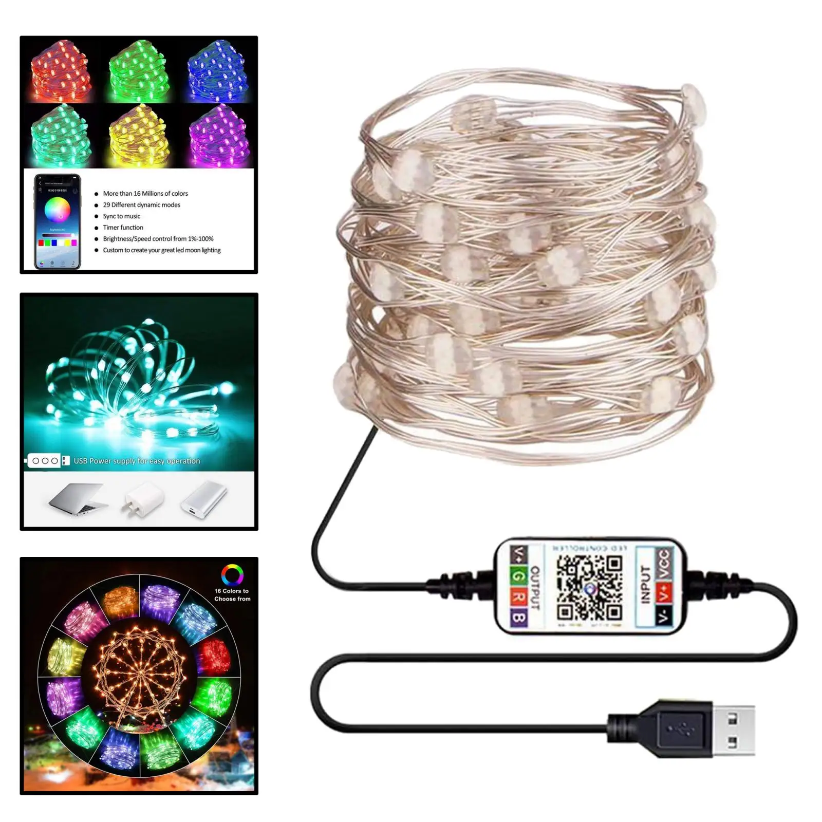 

10/20M USB 100/200LED Waterproof Wire String Fairy Light Strip Lamp Xmas Party