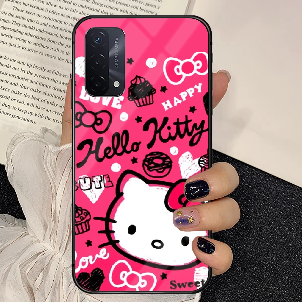 

Cat Kittys Cute Cartoon Phone Tempered Glass Case Cover For oppo realme find a x c xt gt 2 53 3 6 7 50 11 i Pro 4g 5g Hot Funda