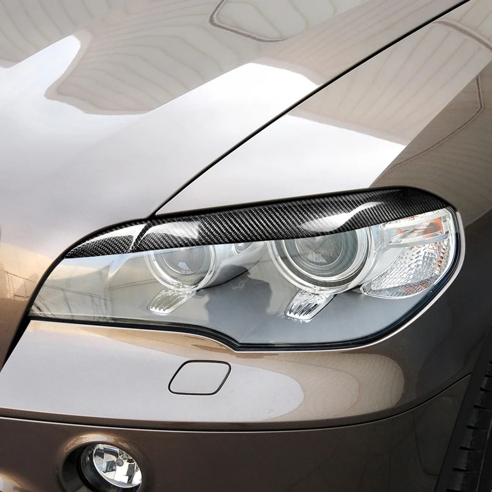 

2pcs Car Vehicle DIY Carbon Fiber Headlights Eyebrows Eyelids Sticker Trim Front Headlamp Eyebrows Car Styling Compatible with X