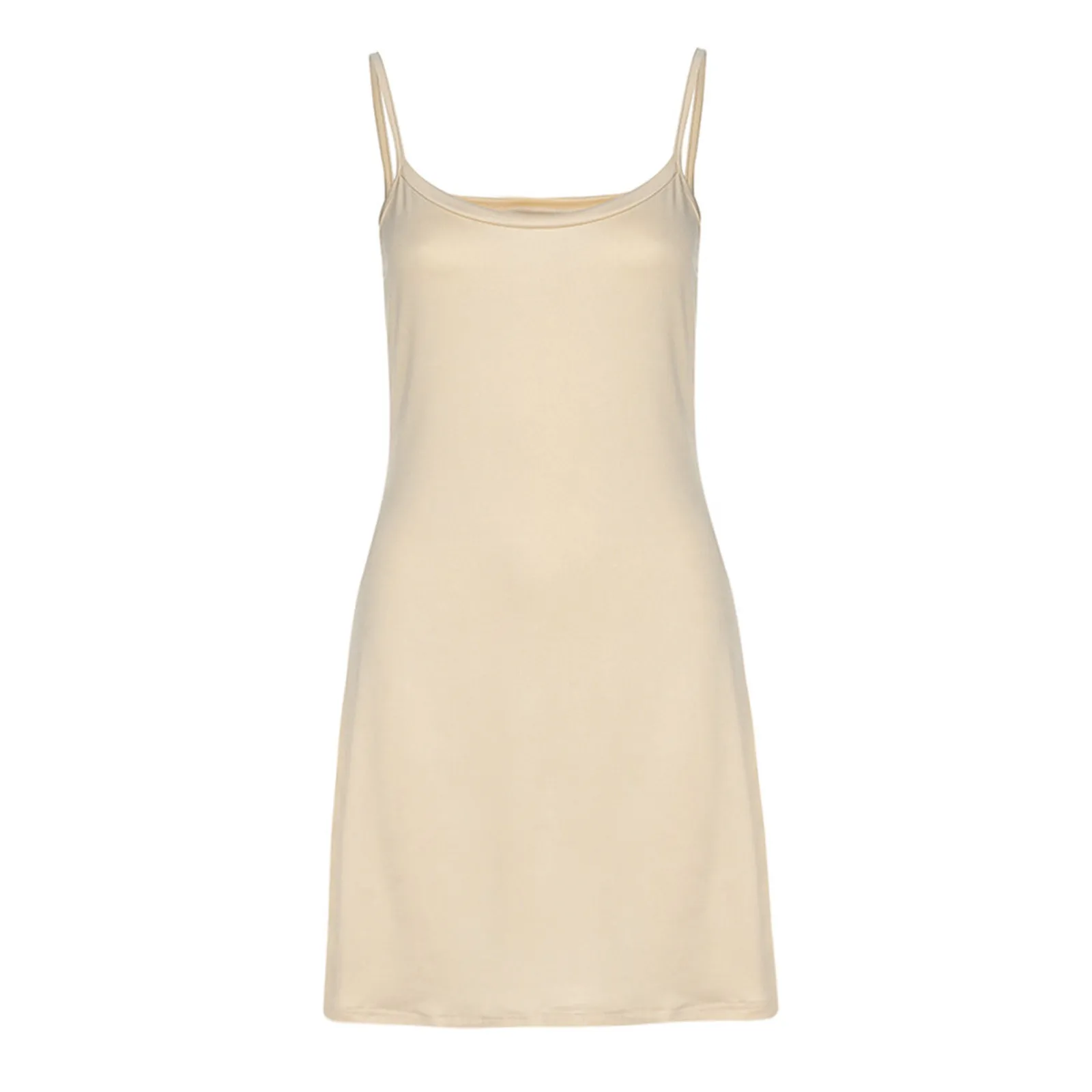 

Sexy Beach Dress For Women Summer Casual Sleeveless V-neck Solid Color Mini Dresses Female Slim Party Spaghetti Strap Dress