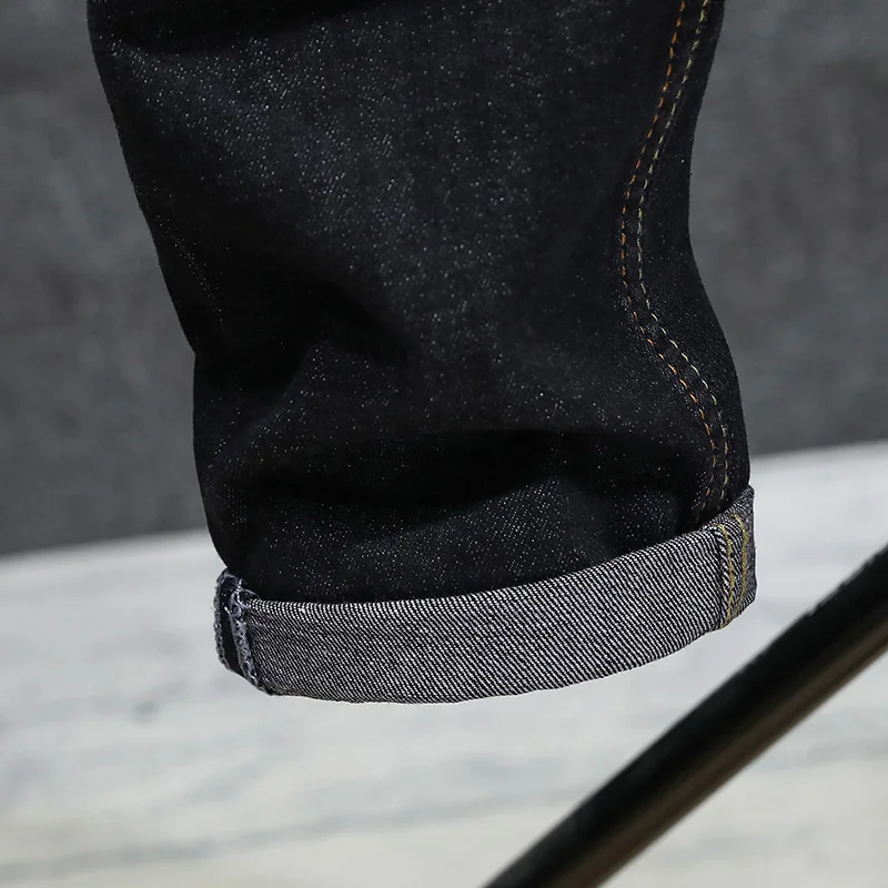 Джинсы мужские Стрейчевые облегающие уличная одежда джоггеры с вышивкой карпа