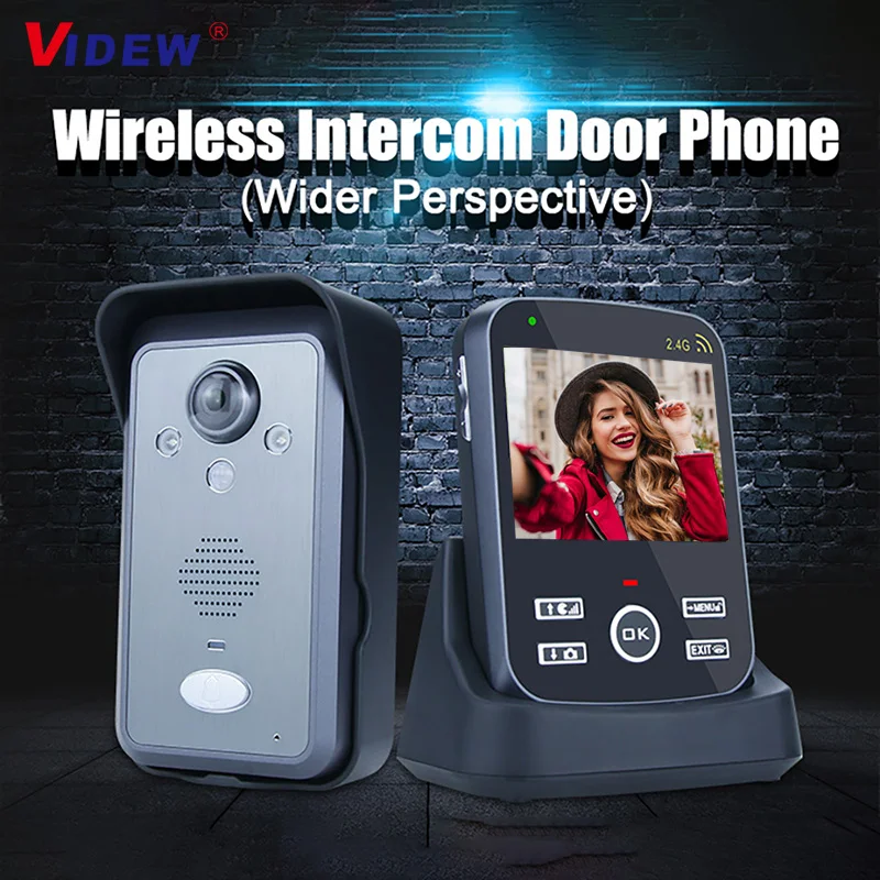 2.4GHz Wireless Video Doorbell Intercom System Door Bell Camera with 3.5 Inch Monitor Unlock Access Control for Villa Apartment