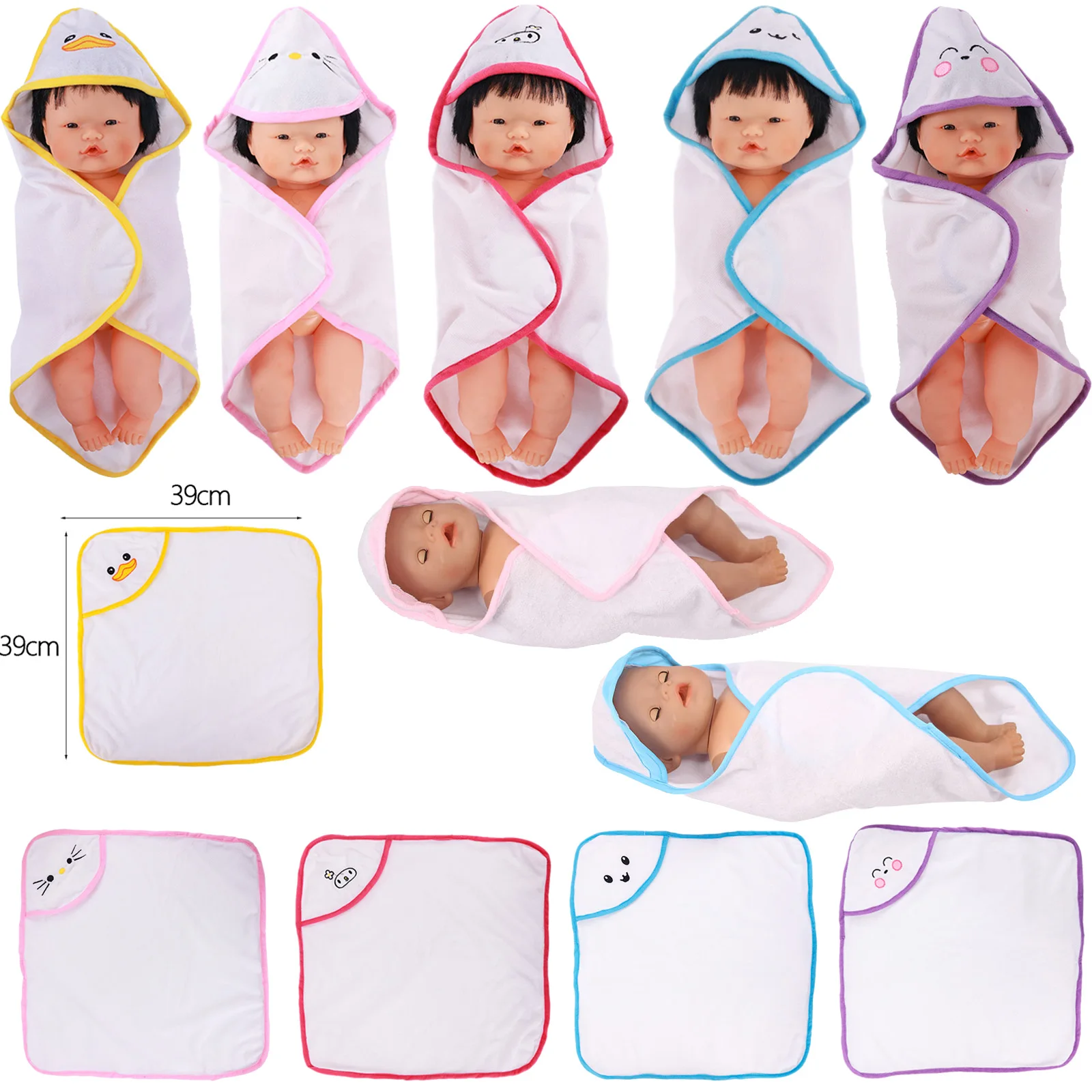 Cute Doll Bath Towel  Blanket Fit 18 Inch American&43 Cm Baby New Born Doll Reborn Our Generation Girl`s Toy Gifts