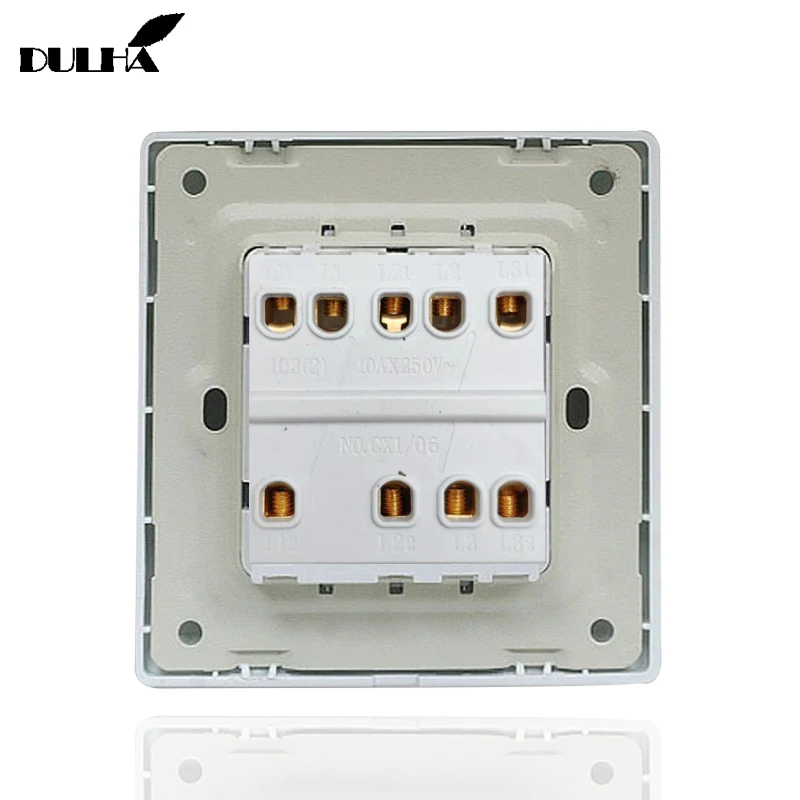 

3 Gang 1 Way Wall Light Switch Luxurious Coffee Brown Brushed Aluminum Satin Metal Panel Electrical Push Button Rocker Switches