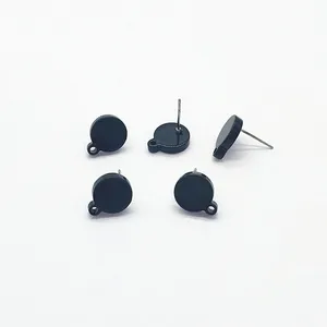 Новое поступление! 13x11 мм 100 шт Черный уксусной кислоты круглые сережки-гвоздики для ручная работа серьги сделай-сам, ювелирных изделий и Компоненты