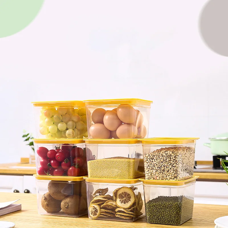 

4 Pack Fridge Storage, Stackable Refrigerator Organizer Keeper with Handle to Keep Fresh for Produce, Food,Fruits