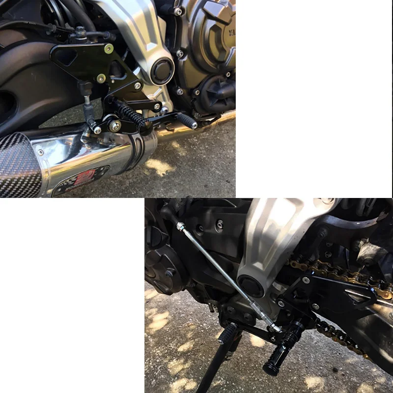 KEMiMOTO Регулируемые задние комплекты для Yamaha MT-07 FZ-07 2013 ЧПУ задние комплекты подставка для ног подножки для мотоцикла