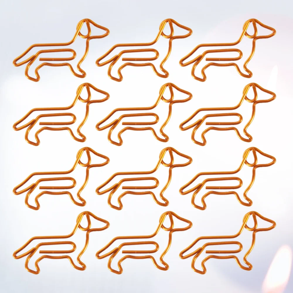 

30Pcs Golden Dachshund Paper Clips Cartoon Paper Clips Creative Customization Special-shaped Gold Paper Clips(Orange)
