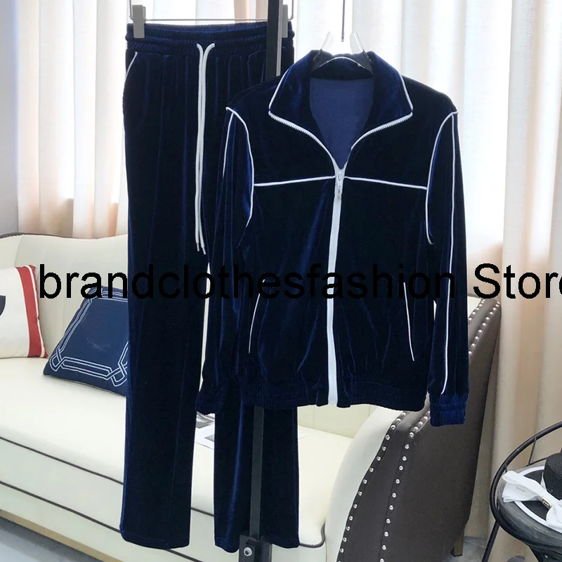 

Женский комплект из куртки и длинных брюк, элегантная повседневная бархатная куртка контрастного белого цвета с поясом на резинке и карман...